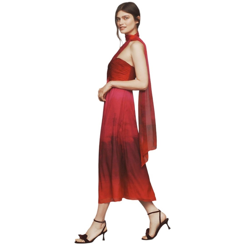 Plenty by Tracy Reese Anthropologie Ombre Halter Midi Dress Fairy Wedding Guest